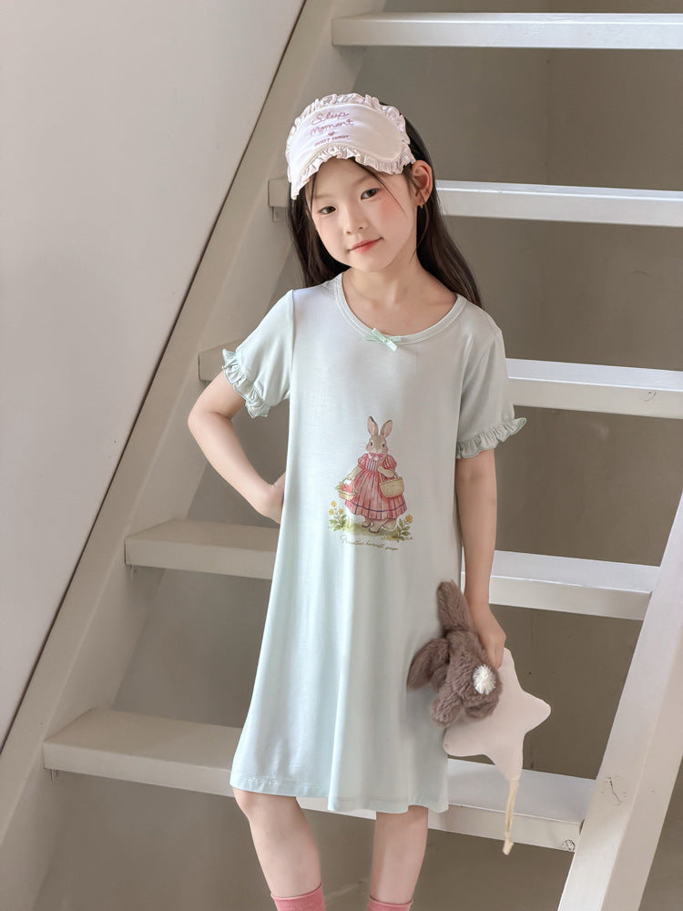 【100-170cm】莫代爾棉涼感兔兔連身家居服