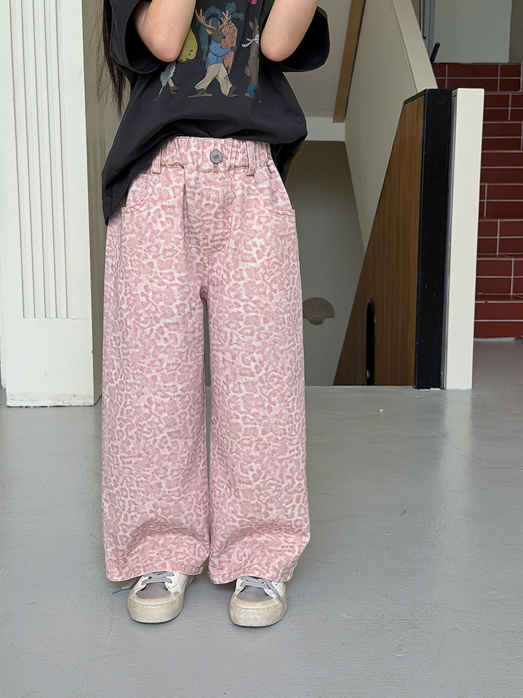 【100-170cm】不撞款粉色豹紋褲