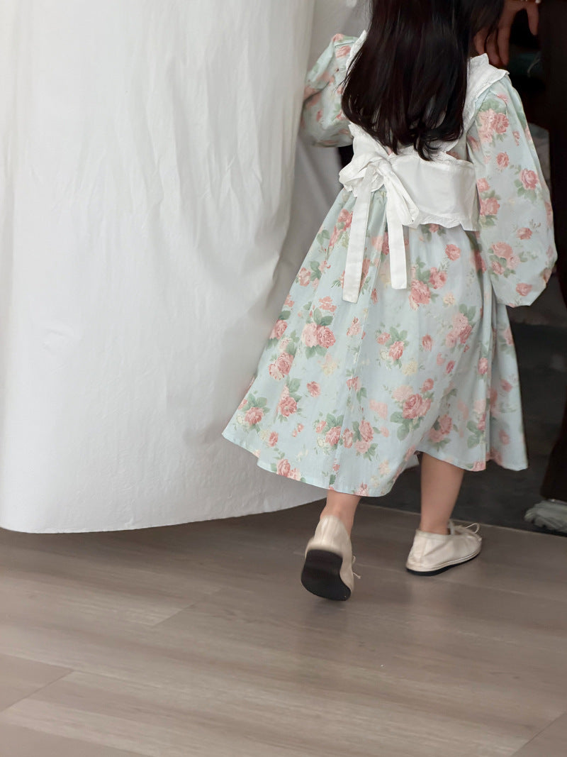 【90-140cm】罩衫吊帶棉布連身裙