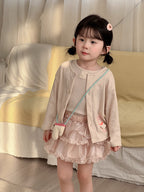 【90-140cm】透氣舒適針織開襟衫背心套裝 | 紗裙