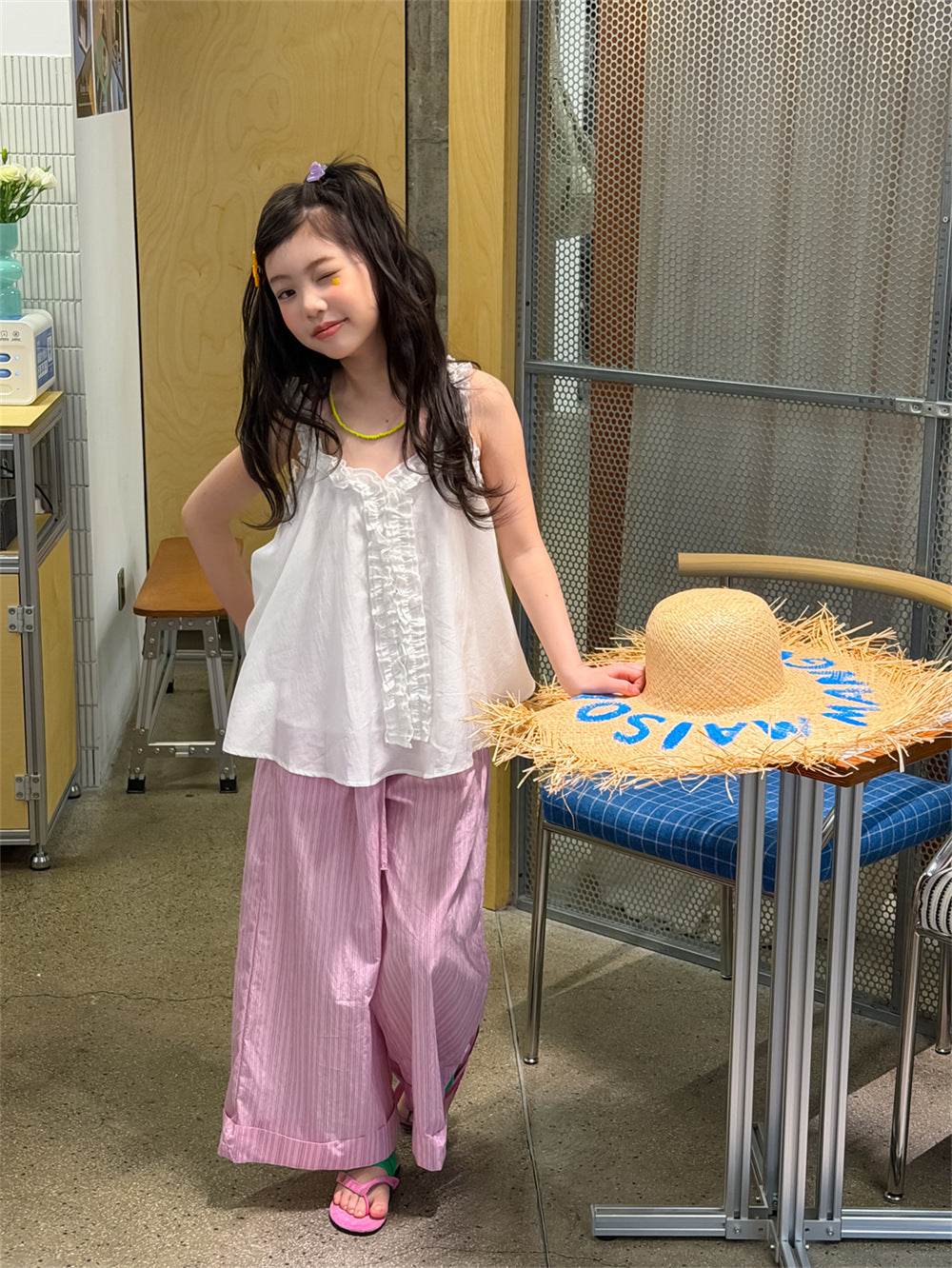 【100-160cm】韓版甜美花邊娃娃衫