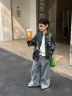 【90-160cm】潮帥抽象派藝術襯衫