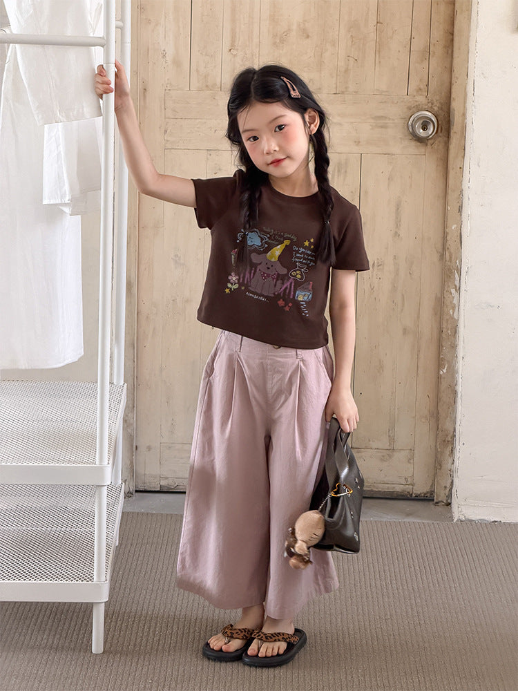 【100-170cm】舒適高彈卡通修身辣妹T