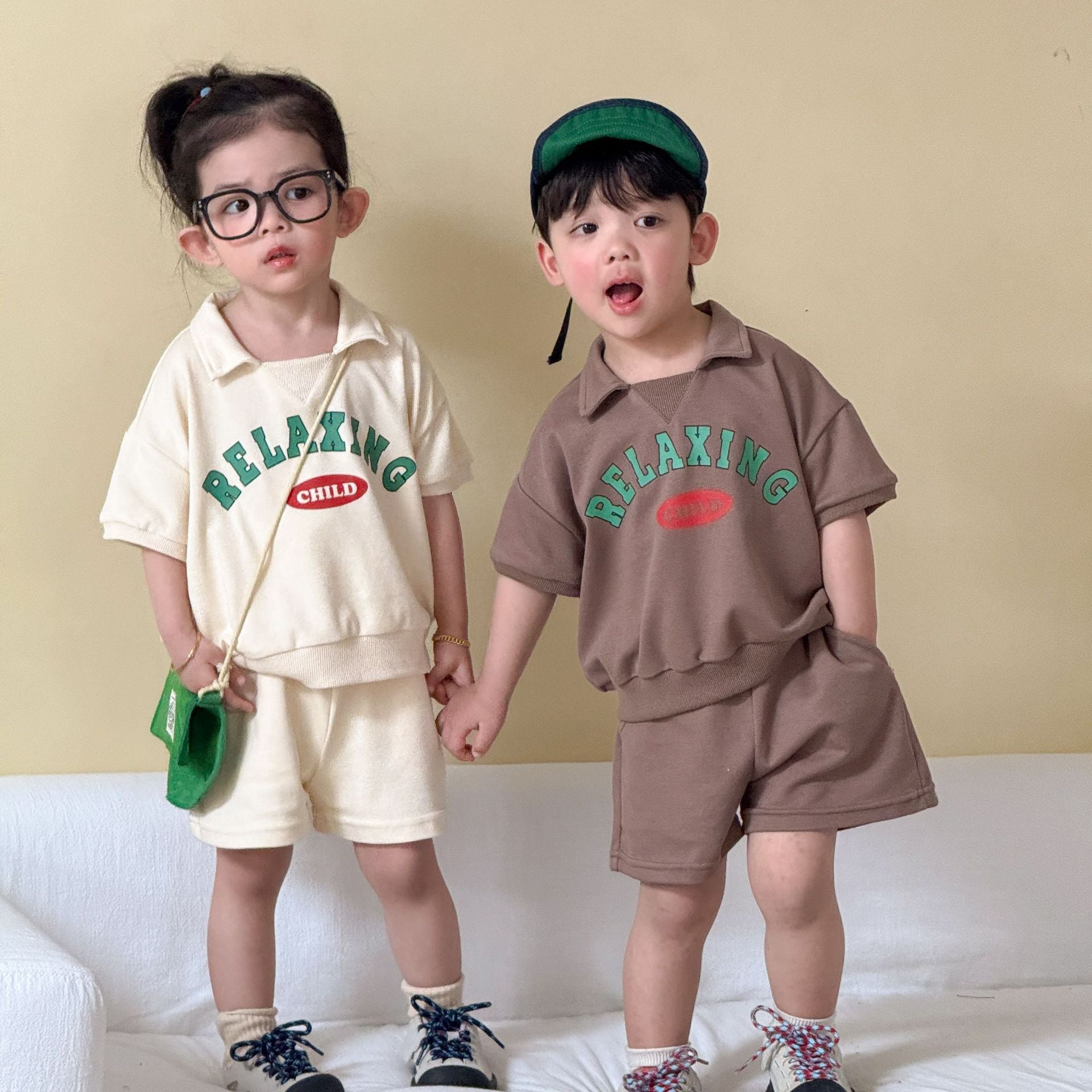 【80-150cm】字母polo休閒套裝