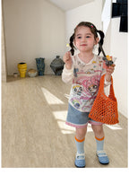 【80-140cm】飛天小女警防曬上衣 | 拼接格子牛仔短褲