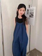 【100-1600cm】韓版條紋寬鬆背心吊帶褲套裝