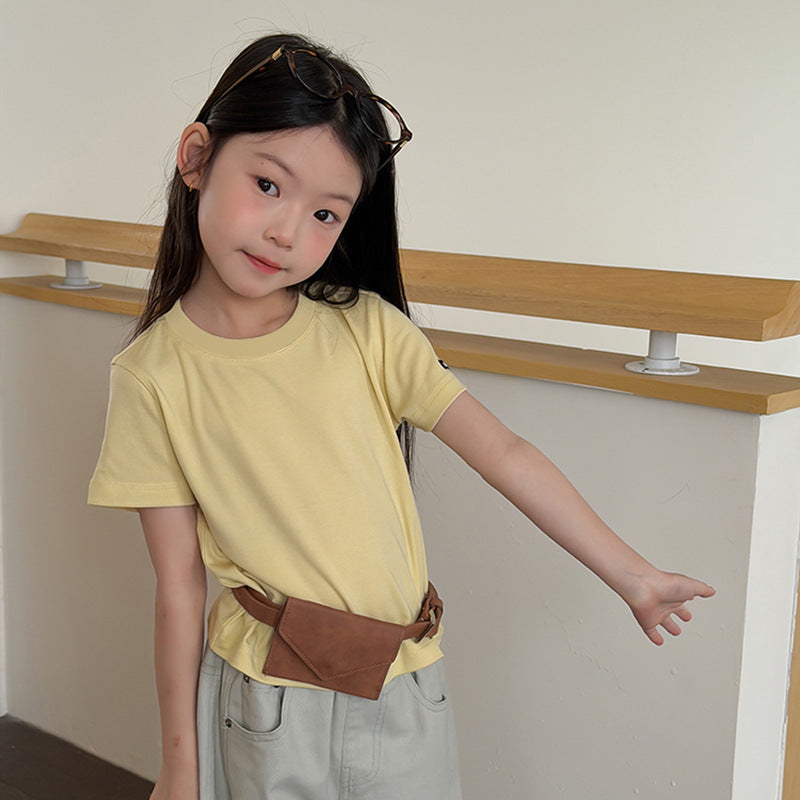【100-170cm】袖口個性細節貼標T