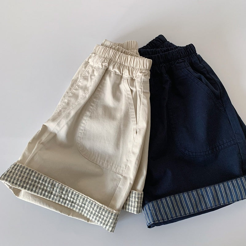 【80-130cm】韓版休閒反摺短