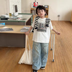 【100-170cm】全棉復古時髦T假日風涼爽上衣