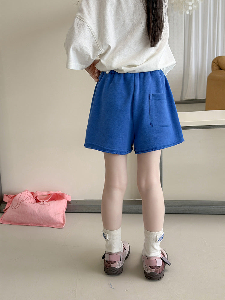 【100-170cm】7色-韓系休閒運動風貼標捲邊短褲