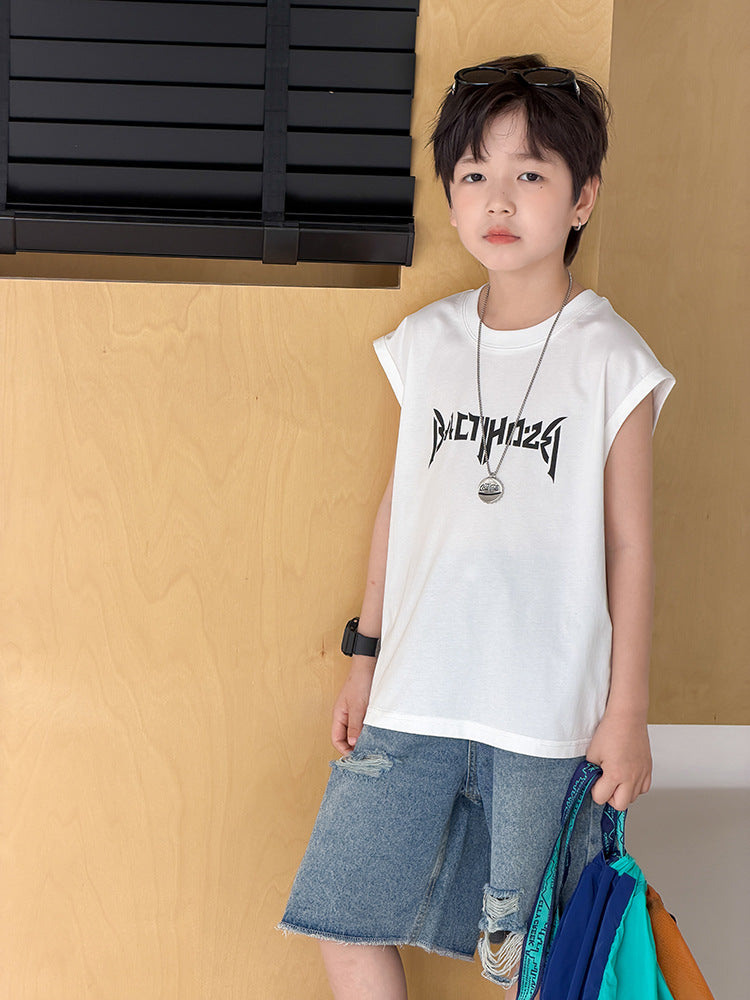 【100-170cm】寬鬆冰感字母背心