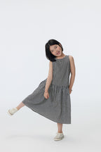 【90-150cm / M.L】【親子裝】日系大小格子拼接無袖連身裙