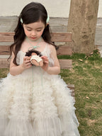 【90-150cm】米白色氣質公主蓬蓬紗裙