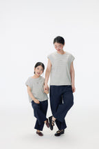 【90-150cm / F】【親子裝】日系條紋落肩短袖