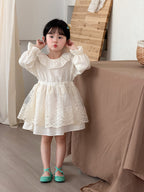 【90-140cm】拼接蕾絲連身裙