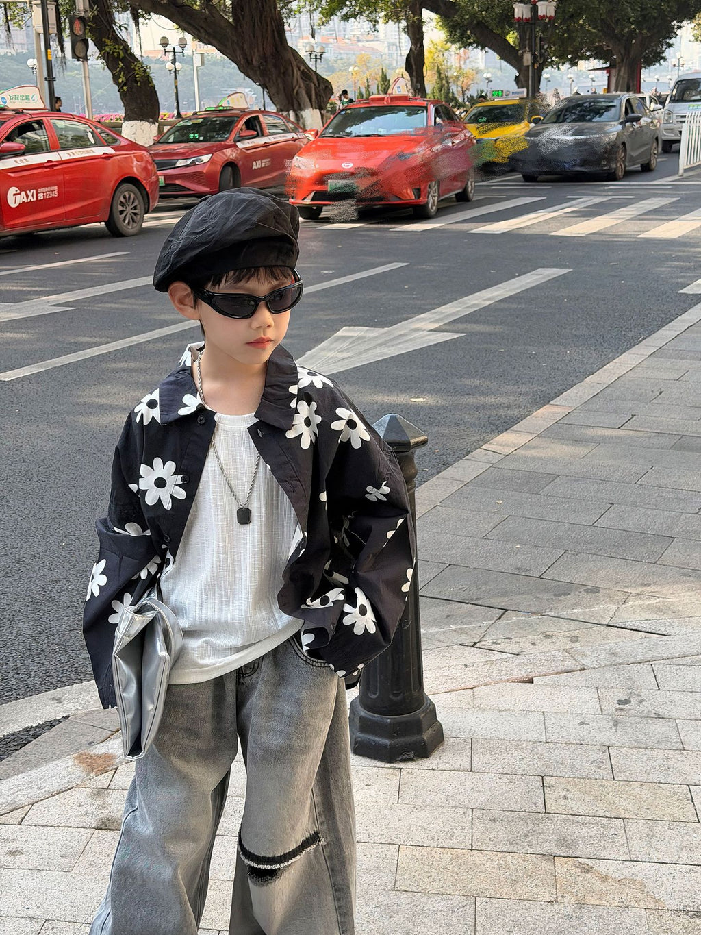 【90-160cm】美式復古GD同款花朵襯衫