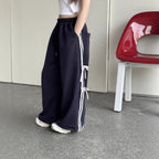 【100-150cm】韓版織帶蝴蝶結休閒闊腿褲