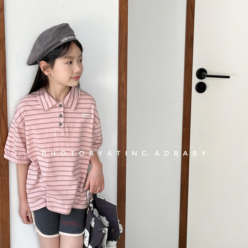 【80-130cm】2色-韓版條紋polo衫