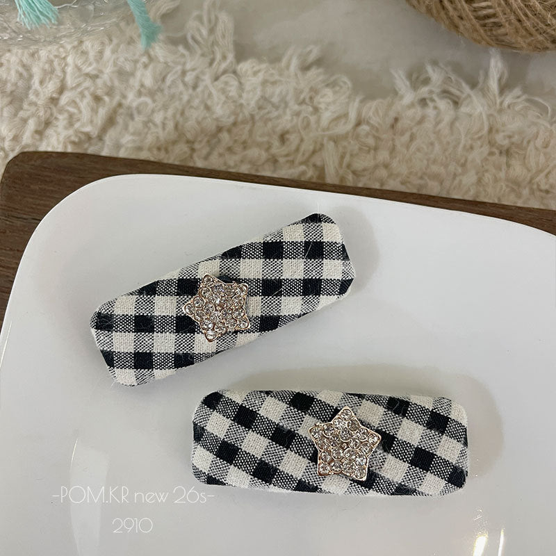 格紋小香風瀏海夾