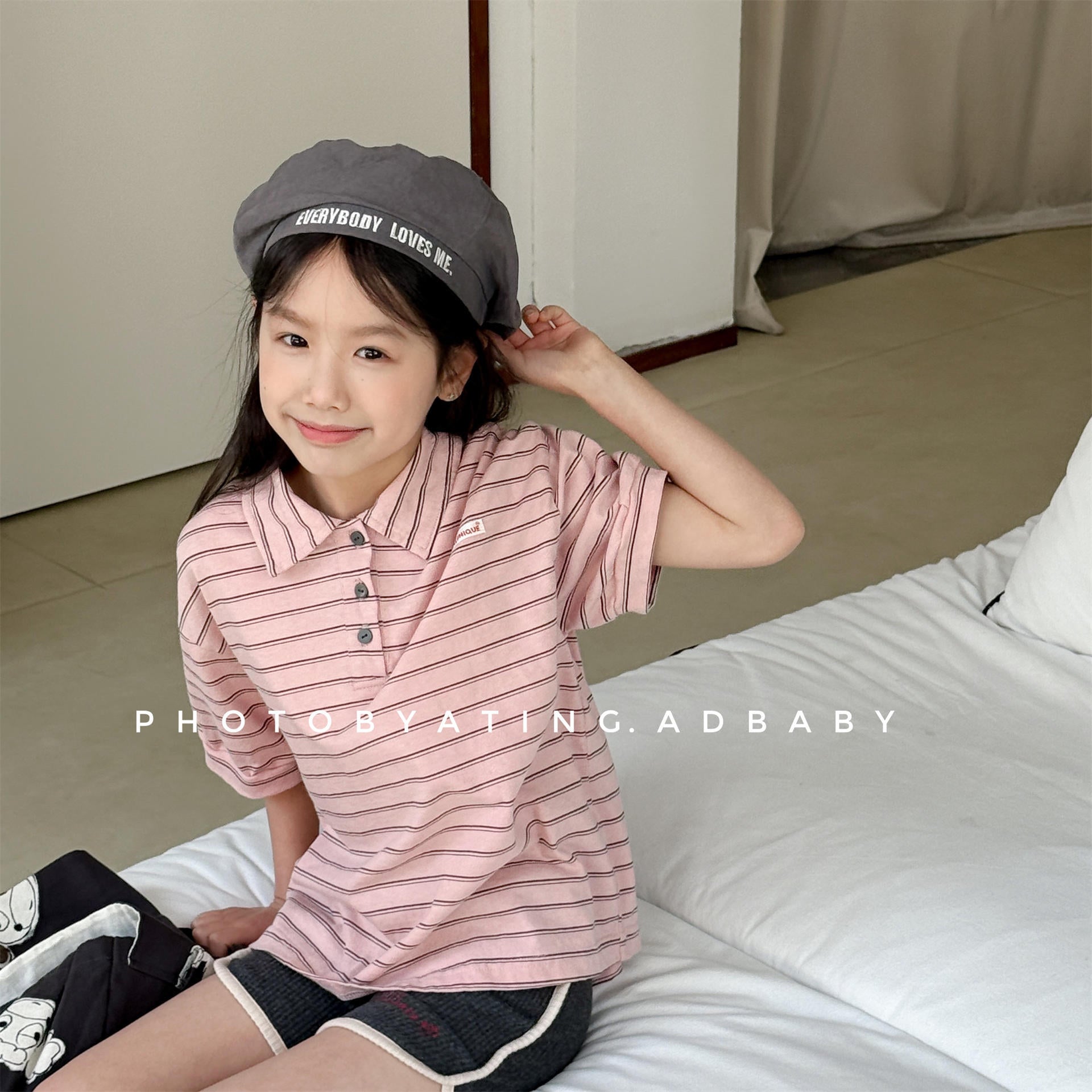 【80-130cm】2色-韓版條紋polo衫