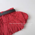 【90-150cm】【含皮帶】紅格子蛋糕小短裙