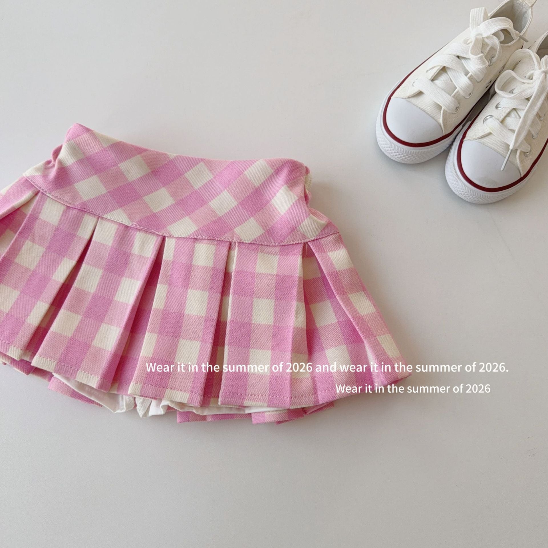 【90-150cm】高腰多巴胺格紋短裙