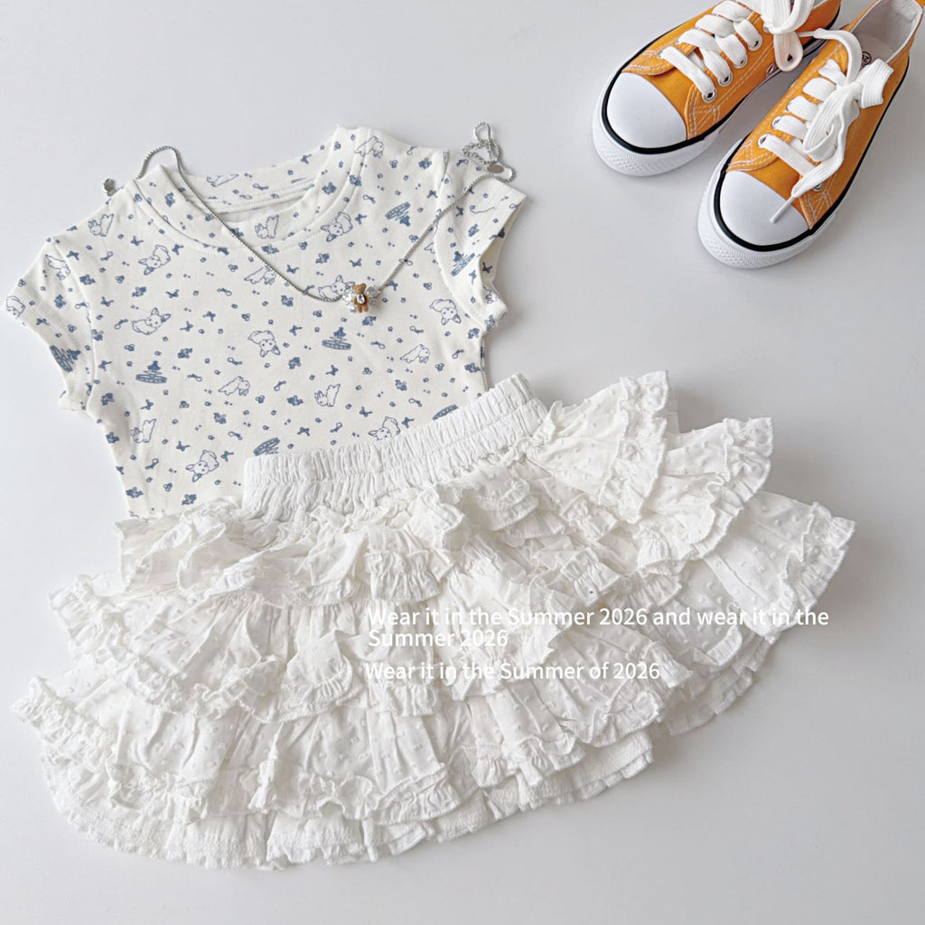 【90-150cm】多層褶皺木耳花邊褲裙