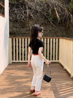 【90-150cm】美式牛仔棉窄直筒褲