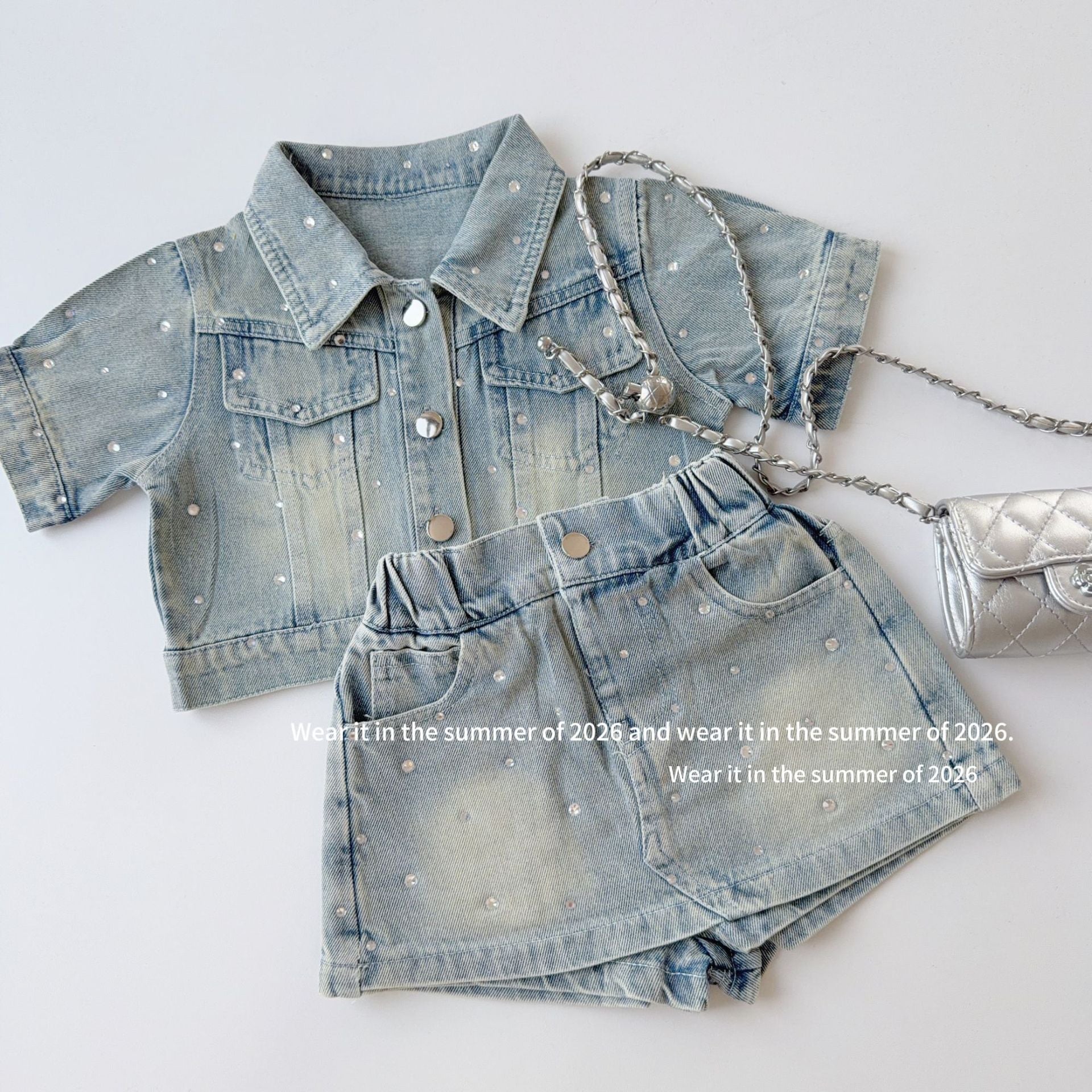 【90-150cm】美式復古重工牛仔套裝(帶安全褲)