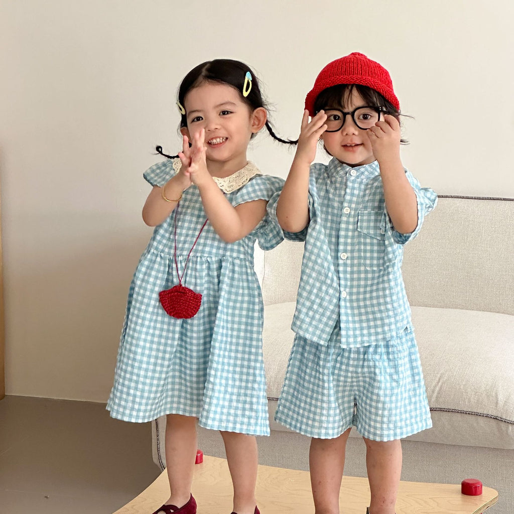 【80-150cm】藍格子套裝