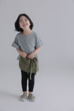 【90-150cm / F】【親子裝】日系薄款彈性坑條密邊打底褲