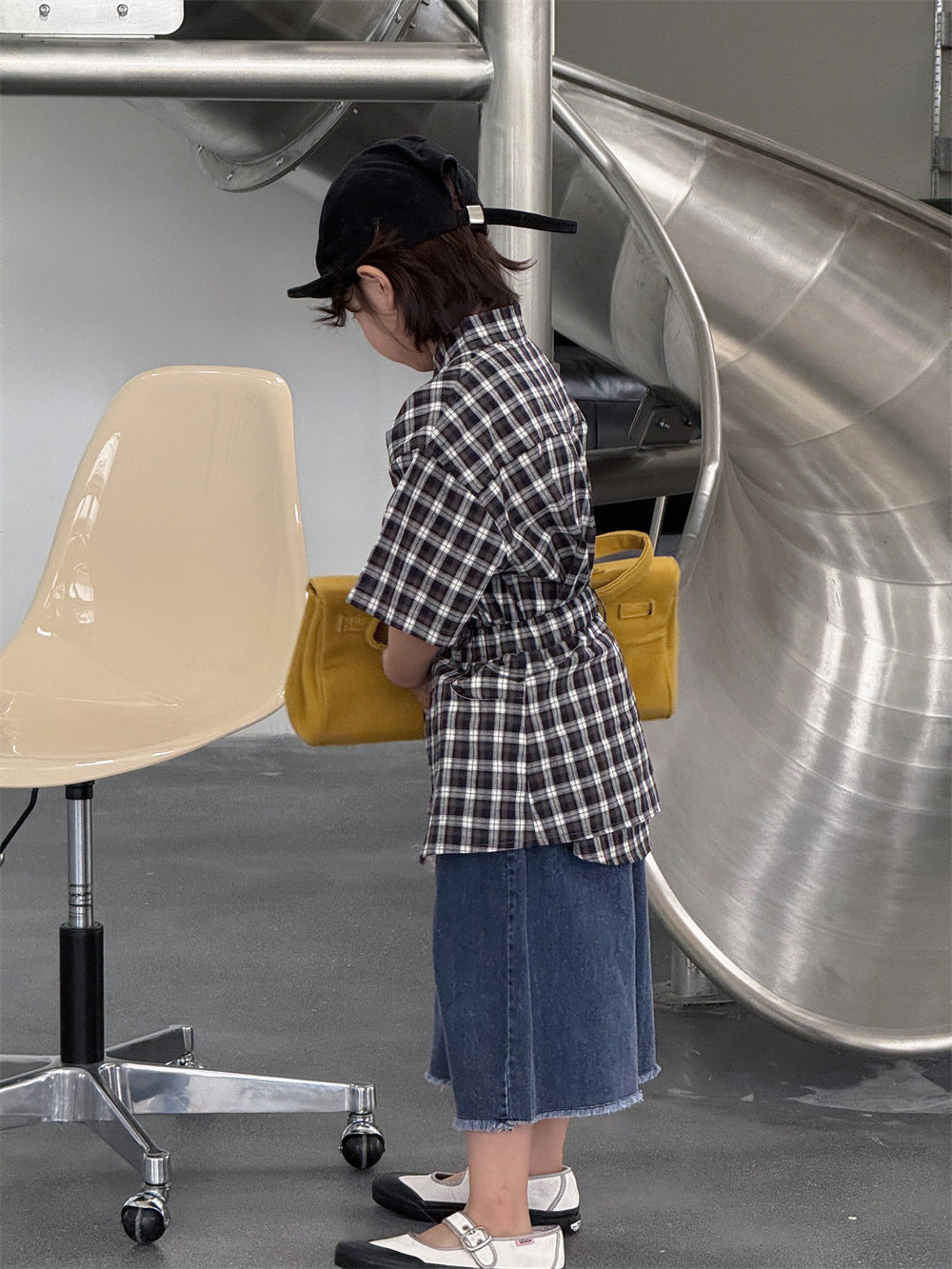 【100-160cm】收腰設計兩件式襯衫