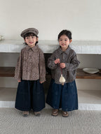 【80-140cm】復古港風豹紋襯衫