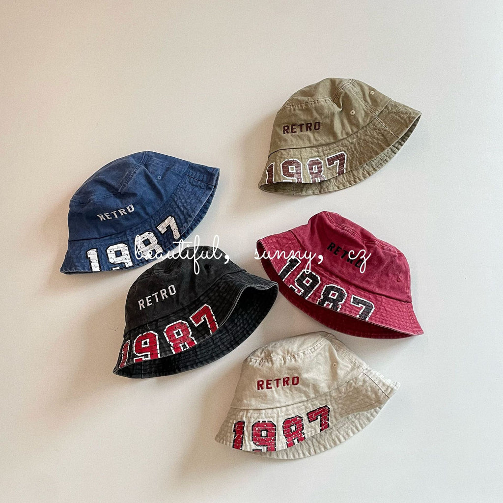 刺繡字母遮陽漁夫帽