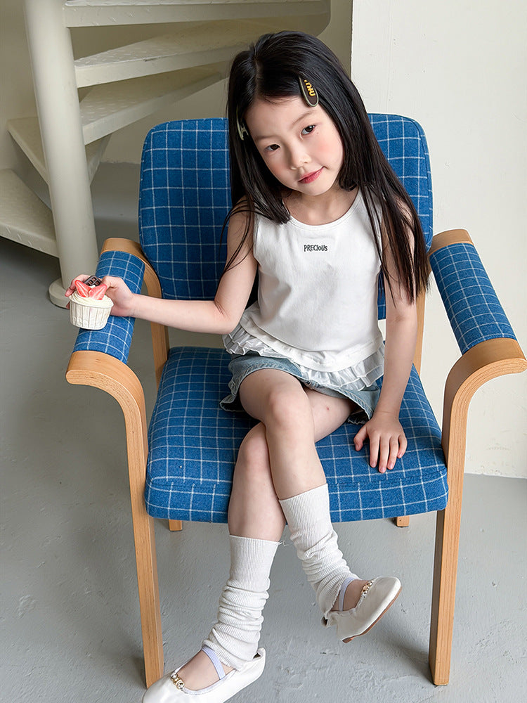 【100-170cm】蕾絲小拼接蕾絲小背心T