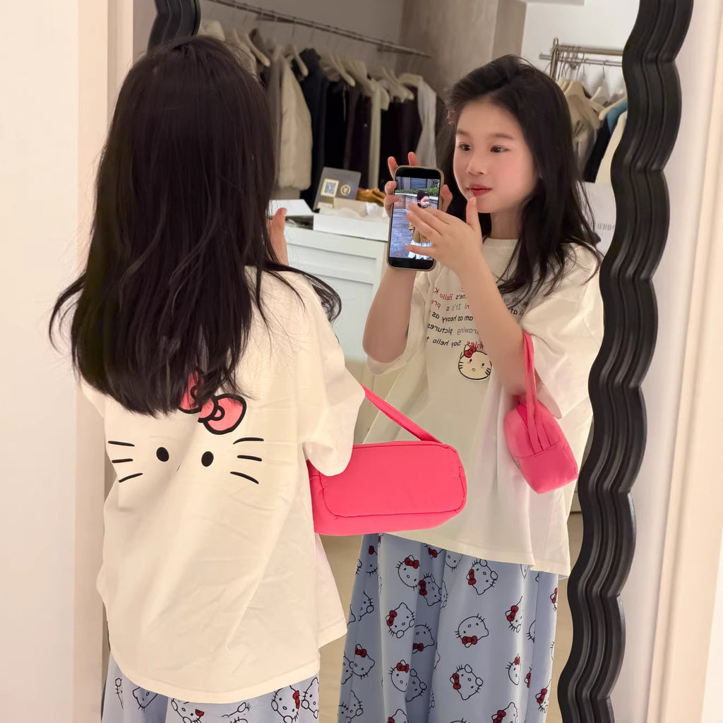 【100-160cm】休閒寬鬆雙面KT印花T