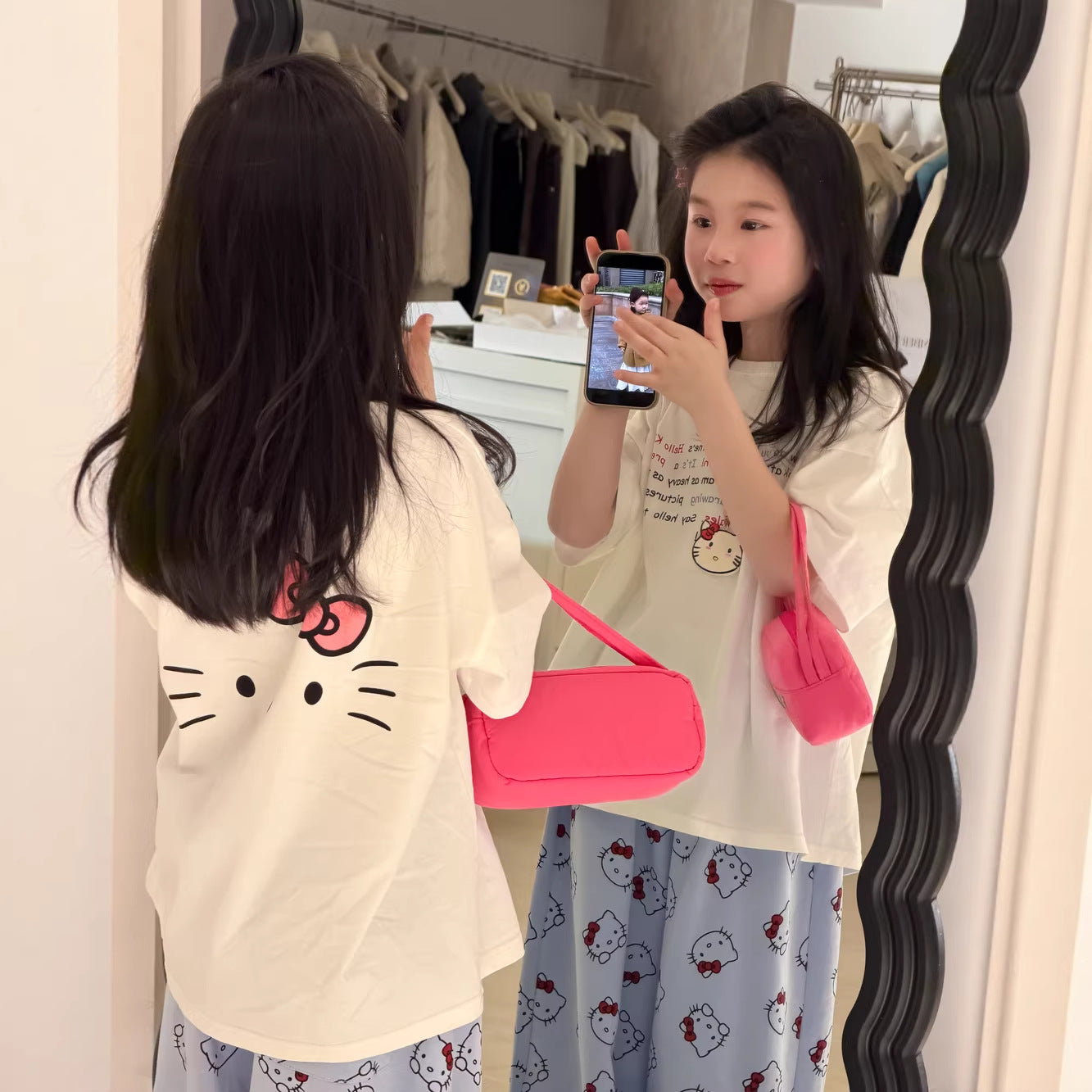 【100-160cm】休閒寬鬆雙面KT印花T