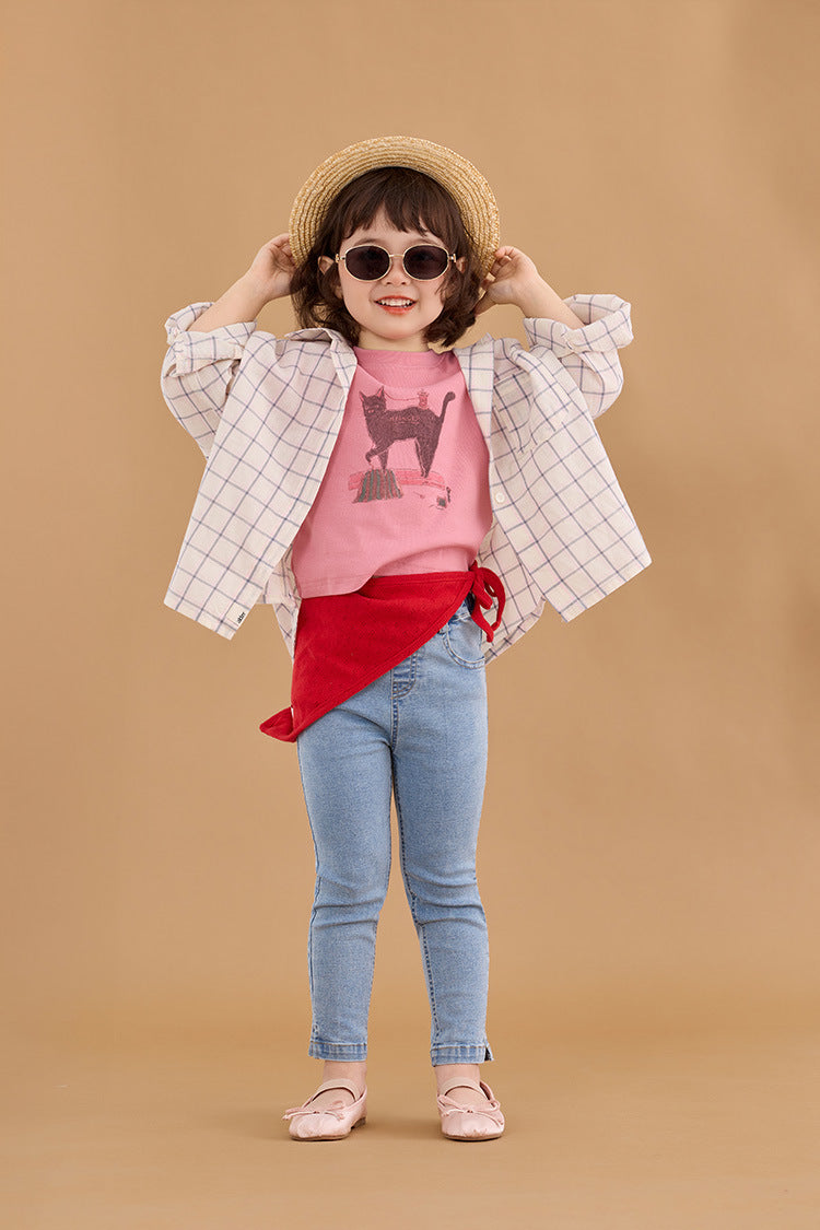 【90-150cm】高彈力修身貓咪打底衣