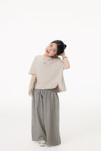 【90-150cm / M.L】【親子裝】日系前擺圓弧寬版短袖