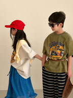 【100-160cm】字母圓領休閒寬鬆短袖