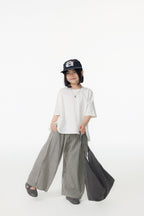 【90-150cm / M.L】【親子裝】日系花苞腰條紋寬褲