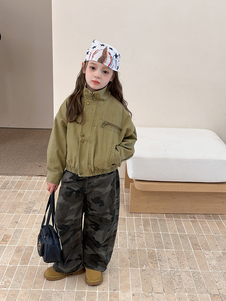 【現貨 160cm】韓版帥氣工裝機車夾克