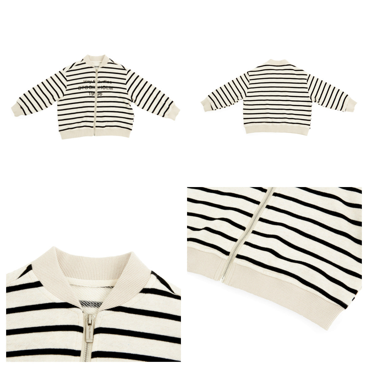 【90-150cm】迷彩條紋字母針織棒球外套