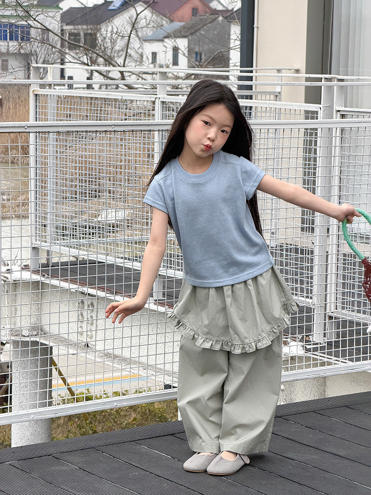 【100-170cm】(6色)後背清新浪漫小花甜妹T