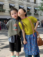 【90-140cm】狗狗短袖疊穿格子襯衫