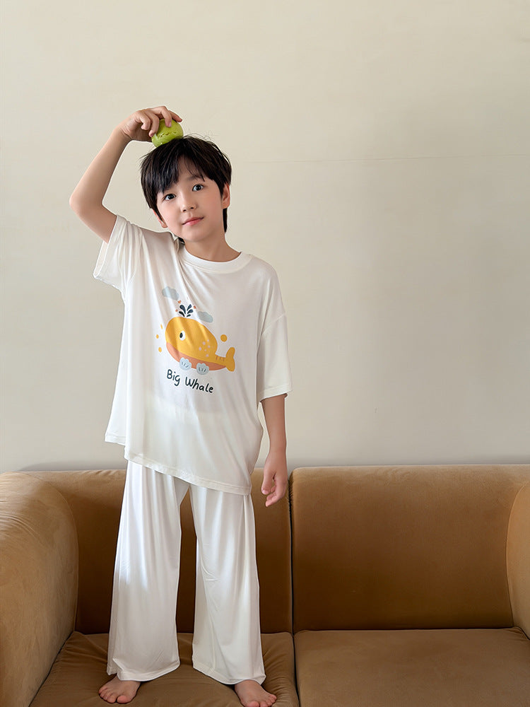 【100-170cm】4色-高彈卡通親膚莫代爾家居服套裝