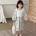 【90-140cm】罩衫吊帶棉布連身裙