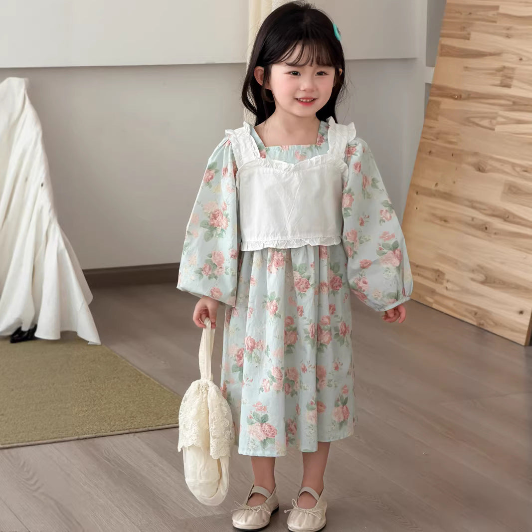 【90-140cm】罩衫吊帶棉布連身裙