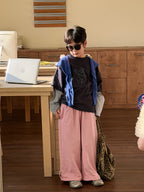 【100-160cm】純色抽繩兩穿百搭寬鬆褲