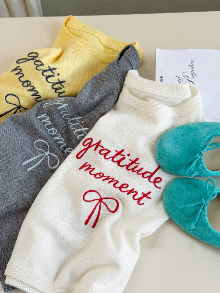 【100-170cm】韓版可愛刺繡字母蝴蝶結T